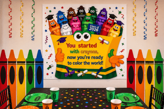 Graduation party preschool crayons tabledecor tablescape poster 