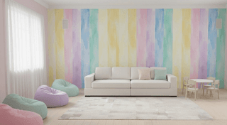 A soft pastel playroom designed with calming colors, child-friendly furniture, and playful yet minimal decor. Perfect inspiration for a modern kids playroom or nursery space.